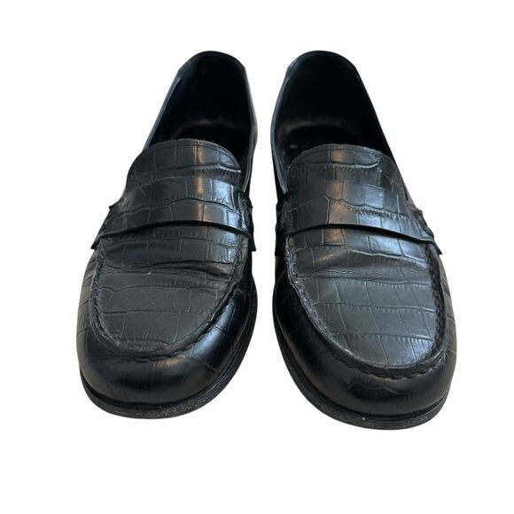 Jenni Kayne Crocodile Embossed Loafers Black Size 37 / US 6.5-7 - Picture 2 of 12